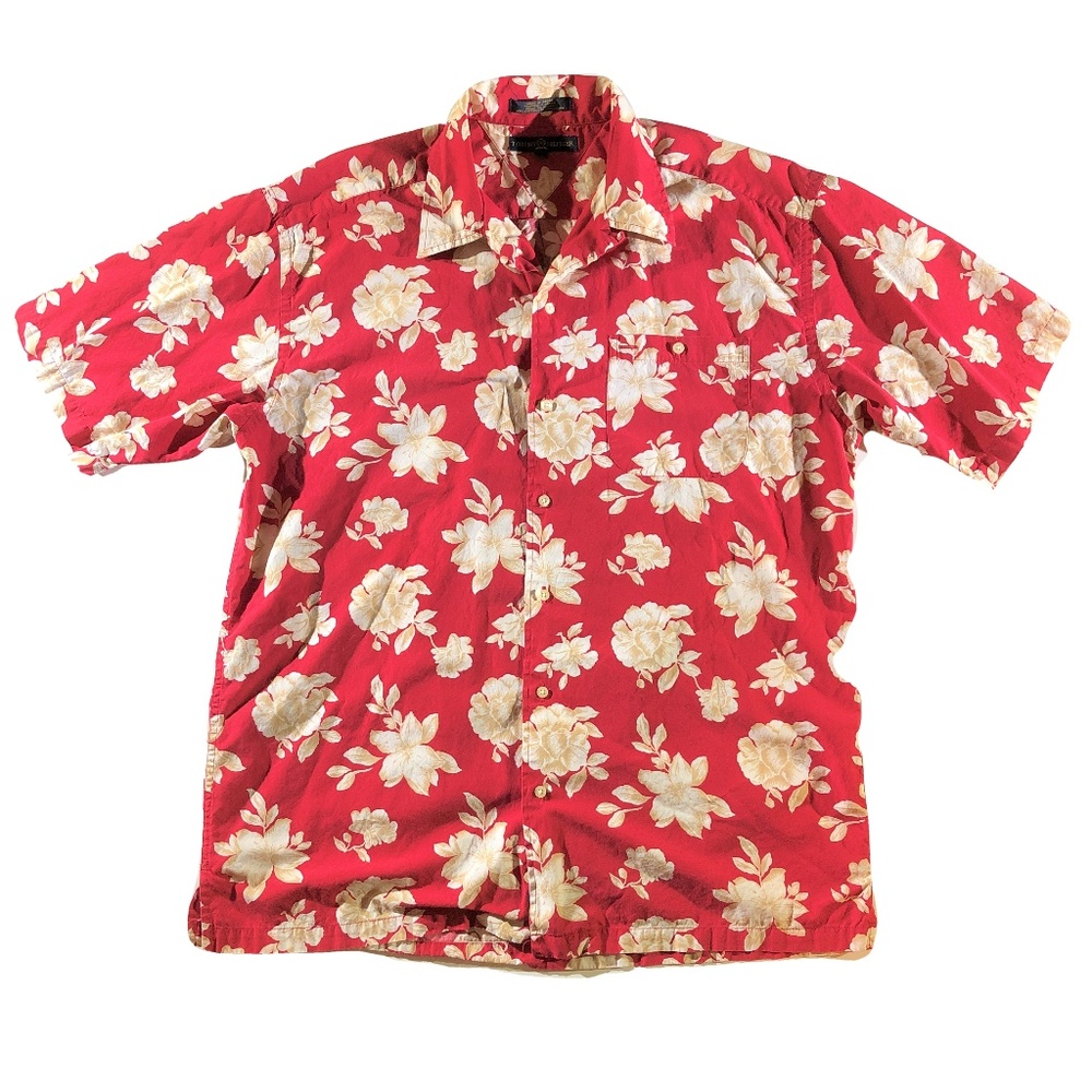 Tommy Hilfiger Men's Large Hawaiian Shirt Red